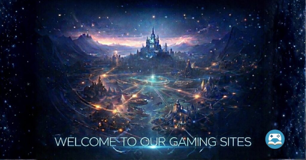 ゲーム攻略・情報サイトのメインビジュアル。幻想的な世界と城を描いたファンタジー風のビジュアル